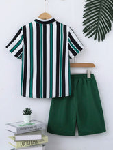 Tween Boy Striped Shirt & Drawstring Waist Shorts Without Tee